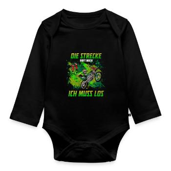 Motocross Enduro Offroad Dirt Bike Superbike Motor - Baby Bio-Langarm-Body - Schwarz - Vorne