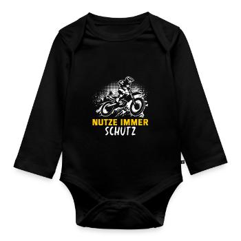 Motocross Geschenk Für Enduro Supermoto Dirt Bike - Baby Bio-Langarm-Body - Schwarz - Vorne