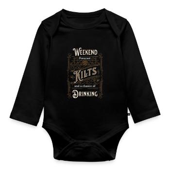 Herrenrock Schottenrock Kilt Schottland Spruch - Baby Bio-Langarm-Body - Schwarz - Vorne