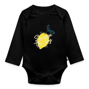 Squeeze The Day LemonAde - Organic Longsleeve Baby Bodysuit - black - Front