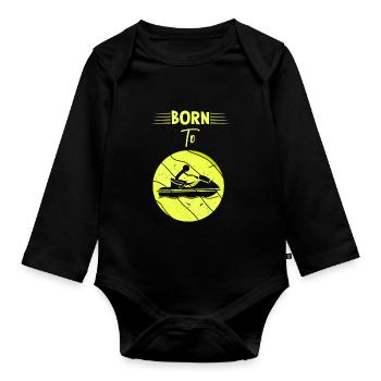 Born to ride jet skis - Organic Longsleeve Baby Bodysuit - black - Front