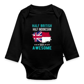 Moitié britannique moitié indonésienne - Body Bébé bio manches longues - noir - Devant