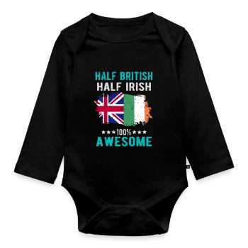 Halb Brite Halb Ire - Baby Bio-Langarm-Body - Schwarz - Vorne