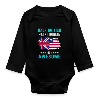 Half British Half Libyan - Organic Longsleeve Baby Bodysuit - black - Front