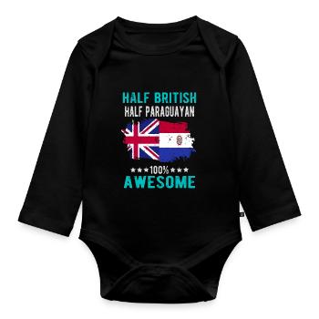 Half British Half Paraguayan - Organic Longsleeve Baby Bodysuit - black - Front