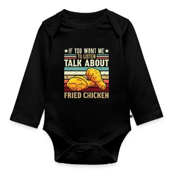 Fast Food Lifestyle Foodaholic Brathähnchen Gesche - Baby Bio-Langarm-Body - Schwarz - Vorne