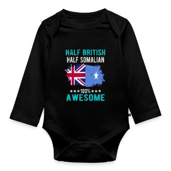 Halb Brite Halb Somalier - Baby Bio-Langarm-Body - Schwarz - Vorne