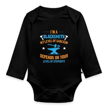 I´m a blacksmith - Baby Bio-Langarm-Body - Schwarz - Vorne