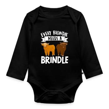 Scottish Highland Cattle Cow - Organic Longsleeve Baby Bodysuit - black - Front