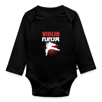 Violin Ninja Violinist - Organic Longsleeve Baby Bodysuit - black - Front
