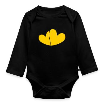 Two Yellow Hearts - Organic Longsleeve Baby Bodysuit - black - Front
