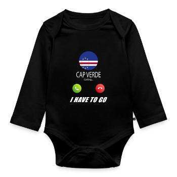 Cap Verde appelle au sort des drapeaux Lusiger - Body Bébé bio manches longues - noir - Devant