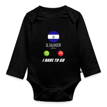 Le Salvador appelle les drapeaux lusiger en disant - Body Bébé bio manches longues - noir - Devant