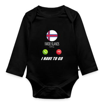Faroe Islands calls lusiger flags saying - Organic Longsleeve Baby Bodysuit - black - Front