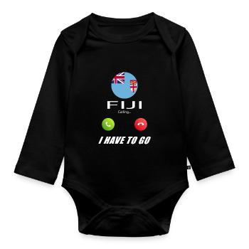 Fiji calls to Lusiger flags saying - Organic Longsleeve Baby Bodysuit - black - Front