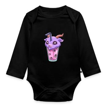 Kawaii Bubble Tea Baphomet Funny Boba Tea - Baby Bio-Langarm-Body - Schwarz - Vorne