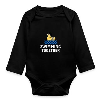 Schwimmen Lernen Swimming Together - Baby Bio-Langarm-Body - Schwarz - Vorne