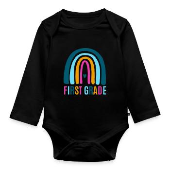 First grade teachers back to school - Organic Longsleeve Baby Bodysuit - black - Front