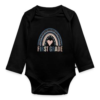 First grade teachers back to school - Organic Longsleeve Baby Bodysuit - black - Front