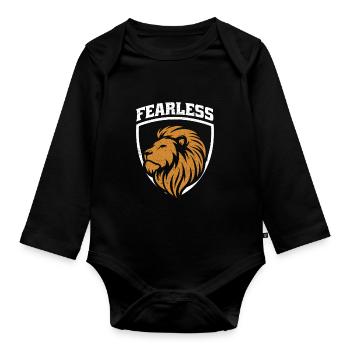 Furchtloser Löwe - Baby Bio-Langarm-Body - Schwarz - Vorne
