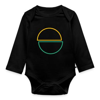 Demi-cercles jaune et vert Design - Body Bébé bio manches longues - noir - Devant
