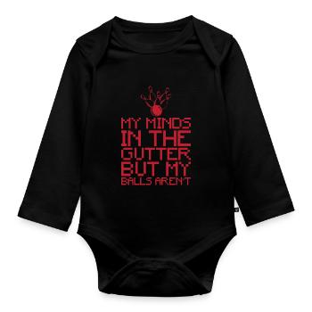 Bowling-Sprichwort - Baby Bio-Langarm-Body - Schwarz - Vorne