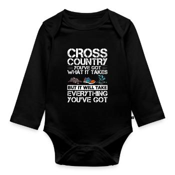 Cross Country Running Crosslauf Geländelauf Laufen - Body Bébé bio manches longues - noir - Devant