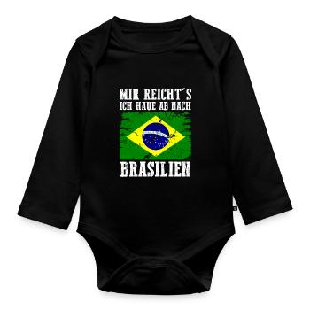 Brasilien Brasilianer Brasilianisches - Baby Bio-Langarm-Body - Schwarz - Vorne