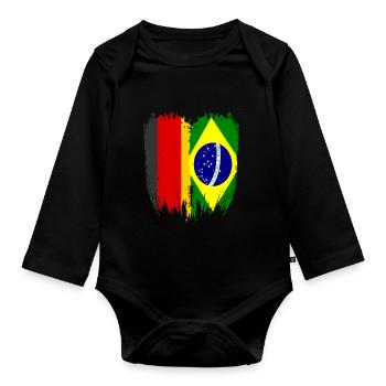 Deutschland Flagge Brasilien - Baby Bio-Langarm-Body - Schwarz - Vorne