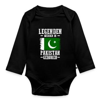 Pakistan Pakistaner Pakistanisches - Baby Bio-Langarm-Body - Schwarz - Vorne