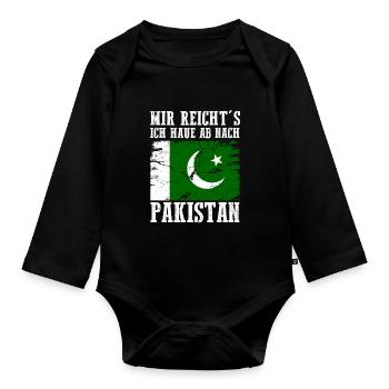 Pakistan Pakistaner Pakistanisches - Baby Bio-Langarm-Body - Schwarz - Vorne