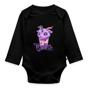 Bubble Tea Pastel Goth Nu Goth - Kawaii Bubble Tea - Baby Bio-Langarm-Body - Schwarz - Vorne