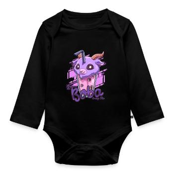 Bubble Tea Nu Goth Style - Otaku Bubble Tea - Baby Bio-Langarm-Body - Schwarz - Vorne