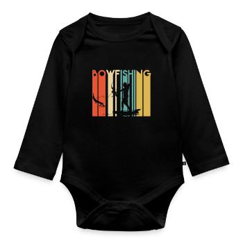 Retro Bogenfischen - Baby Bio-Langarm-Body - Schwarz - Vorne