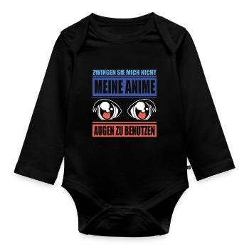 meine Anime Augen zu benutzen - Baby Bio-Langarm-Body - Schwarz - Vorne