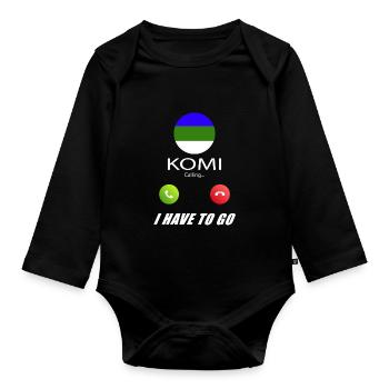 Komi calls to Lusiger flags saying - Organic Longsleeve Baby Bodysuit - black - Front