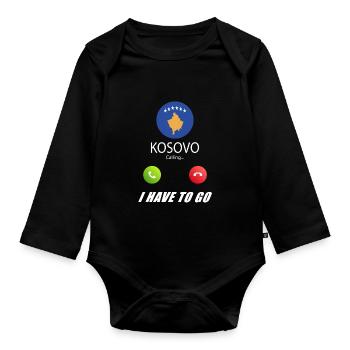 Le Kosovo appelle les drapeaux lusiger slogan - Body Bébé bio manches longues - noir - Devant