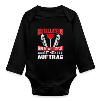 Installateur Ihre feuchte Stelle ist mein Auftrag - Baby Bio-Langarm-Body - Schwarz - Vorne