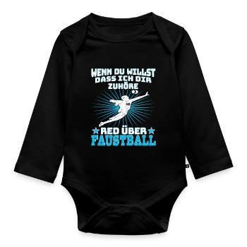 Faustball Fistball Rede über Faustball - Baby Bio-Langarm-Body - Schwarz - Vorne