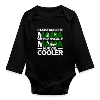 Pakistanerin Pakistanische Mama Pakistan Mutter - Baby Bio-Langarm-Body - Schwarz - Vorne