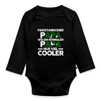 Pakistanischer Papa Vater Pakistaner Pakistan - Baby Bio-Langarm-Body - Schwarz - Vorne