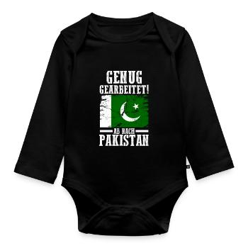 Urlaub Pakistaner Pakistan - Baby Bio-Langarm-Body - Schwarz - Vorne