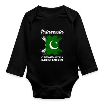Prinzessin Pakistaner Pakistanisches Pakistan - Baby Bio-Langarm-Body - Schwarz - Vorne