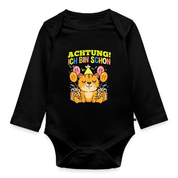 Achtung Ich Bin Schon 11 Geburtstag Tiger - Baby Bio-Langarm-Body - Schwarz - Vorne