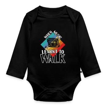 Music Learnt To Walk Walkman - Organic Longsleeve Baby Bodysuit - black - Front