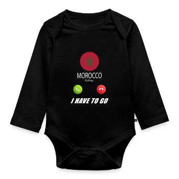 Le Maroc qualifie de slogan les drapeaux lusiger - Body Bébé bio manches longues - noir - Devant