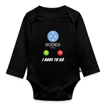 Mikronesien ruft an Lusiger Flaggen Spruch - Baby Bio-Langarm-Body - Schwarz - Vorne