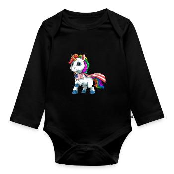 Einhorn 4. Juli - Americorn Patriotisches - Baby Bio-Langarm-Body - Schwarz - Vorne
