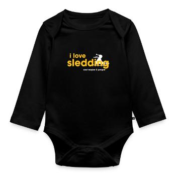 J’adore la luge - Body Bébé bio manches longues - noir - Devant