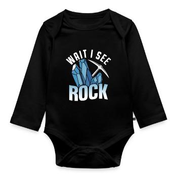 Waiting I See A Rock Profession Geology Geologist - Organic Longsleeve Baby Bodysuit - black - Front